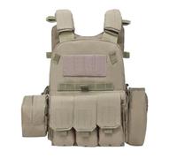 Tactical Vest Airsoft Waistcoat with Modular MOLLE Pouches Protective Gear (Khaki)