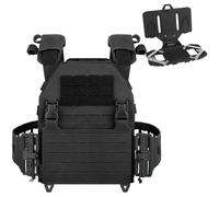 Tactical Vest Kit: Airsoft Paintball Vest + MOLLE Folding Phone Holder With One-pull Quick Release Buckle For Outdoor Paintball CS(Black)