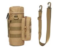 Tactical Water Bottle Pouch Molle Kettle Holder, Durable Nylon Water Bottle Carrier for Hiking Camping Cycling Fishing Travel(Khaki)