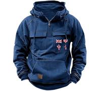 Tactical Work Hoodies For Men Uk Hooded Sweatshirt For Men British Flag Graphic Sweatshirts Drawstring Hoody With Multi Pockets Pullover Combat Cargo Sweatshirts Workout Fitness Sportswear