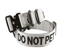 Tacticollar - DO NOT PET, 2 inch Nylon Collar for Small, Medium and Large Dogs, Neoprene Padded Inside, Communicate Your Dogs Needs to Prevent Accidents (Gray Large)