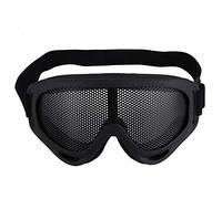 Tactics Mesh Goggles Carbon Steel Sunglass Half Face Headwear for Outdoors CS Game Hunting Paintball(Black)