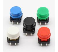 Tactile Push Button Switch Momentary 12 * 12 * 7.3MM 5 Colors Tact Cap 20Pcs