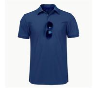 Tactishirt - Outdoor Performance Tactical Shirt, Mens Polo Short Sleeve Shirts, Men's Quick Athletic Golf Collared T-Shirt (Blue,L)