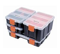 Tactix 320020 Hardware & Parts Organizers, 4 Piece Set, Black/Orange