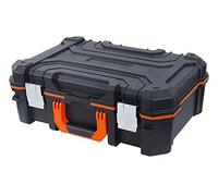 Tactix Tool Box, Removable Dividers, 2 Extra Compartments in The Lid, Integrated Shock-Absorbing Insert for Tool Protection, 1 Piece, Black/Orange, 320064