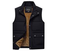 TACVASEN Body Warmers for Man Fleece Lined Outerwear Gilets Winter Warm Sleeveless Jacket Windproof Quilted Gillette Body Warmer Black, 2XL
