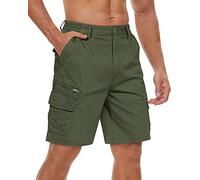 TACVASEN Cargo Shorts for Men Casual Cotton Shorts with Elasticated Waistband Summer Multi Pockets Work Shorts (34, Army Green)