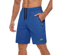TACVASEN Fitness Shorts Men Pocket Jogging Shorts Zip Pockets Tracksuit Bottoms Training Pants Jogger Comfortable Shorts Lounging Running Athletic Training Shorts Blue