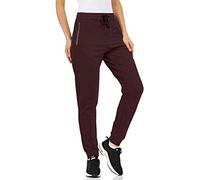 TACVASEN Gym Trousers Womens with Pockets Jogger Pants Cotton Tracksuit Pants Ladies Sports Gym Pants Lightweight Yoga Bottoms Comfy Pyjamas Pants Wine Red
