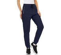 TACVASEN Jogger Trousers Women Comfortable Tracksuit Pants Cotton Jogging Bottoms Elastic Waist Pyjamas Trousers Comfy Yoga Trousers with Pocket Gym Pants Navy Blue