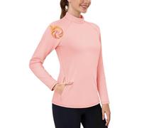 TACVASEN Ladies Fleece Lined Thermal Tops Pullover Turtleneck Winter Thermals Warm Underwear Casual Shirts Women LightPink, M