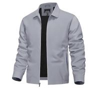 TACVASEN Lightweight Jacket for Men Summer Thin Windbreaker Jackets with Pockets Smart Casual Varsity College Jacket Light Grey,L