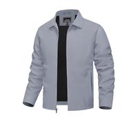 TACVASEN Lightweight Jacket for Men Summer Thin Windbreaker Jackets with Pockets Smart Casual Varsity College Jacket Light Grey,S