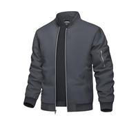 TACVASEN Lightweight Jacket Mens Casual Summer Jacket for Men Bomber Windbreaker Jacket Sport College Varsity Jacket Outwear Coat Grey