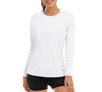 TACVASEN Long Sleeve Running Top Womens Sun Protection Shirts UV Tops Casual Holiday T Shirt Summer Beach UPF 50 Rash Guard Light Fishing Shirts White