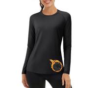 TACVASEN Long Sleeve Tshirt Women Running Base Layers Thermal Long Sleeve Top Women Winter Thermal Sports Tops Black, S