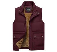 TACVASEN Mens Body Warmers Winter Fleece Sleeveless Jacket Thermal Outerwear Gilets Quilted Windproof Warm Vests for Outdoor Fishing Wine, M