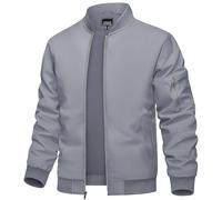 TACVASEN Mens Casual Jackets Lightweight Baseball Jacket Thin Sports Coat Summer Varsity College Windbreaker Light Grey 3XL