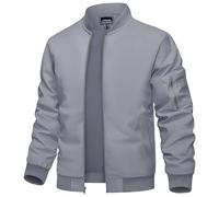 TACVASEN Mens Casual Jackets Lightweight Baseball Jacket Thin Sports Jacket Coat Summer Varsity College Jackets Light Grey