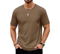 TACVASEN Men's Casual T-Shirt Cotton Moisture Wicking Shirts Sun Protection Tees Lightweight Short Sleeve Undershirt for Men WolfBrown,2XL
