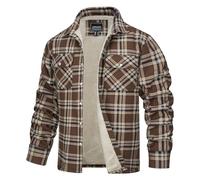 TACVASEN Mens Checked Shirts Long Sleeve Breathable Outdoor Hiking Camping Jackets Lumberjack Shirt with Pocket Brown M