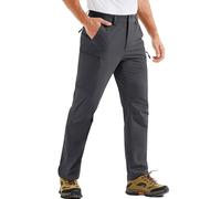 TACVASEN Mens Combat Trousers Waterproof Breathable Walking Fishing Hiking Trousers with Elastic Waist Dark Grey,M