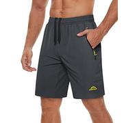 TACVASEN Men's Dark Grey Athletic Running Shorts with 3 Zipper Pockets - 38 (EU Size) - 7 Inch Inseam