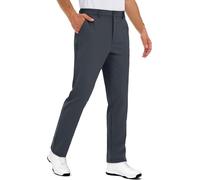 TACVASEN Mens Golf Trousers Classic-Fit Stretch Smart Office Trousers Quick Dry Breathable Pants with 5 Pockets Darkgrey 32