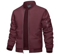 TACVASEN Men's Jacket Zip Lightweight Bomber Jackets Sportwear Varsity Waterproof Windbreaker Spring Autumn Coat Wine Red S