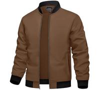 TACVASEN Men's Jackets Lightweight Casual Bomber Jacket Men Early Winter Waterproof Windbreaker Coat for Work Outdoor Brown,M