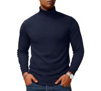 TACVASEN Mens Jumpers Turtleneck Knitted Sweaters Casual Plain Work Jumpers Regular Fit Winter Thermal Pullover Tops Navy,S