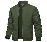 TACVASEN Men's Lightweight Jacket Bomber Jackets Smart Casual Windbreaker Water Resistant Sportwear Hiking Coat Army Green S