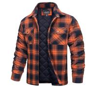 TACVASEN Men's Lumberjack Jacket Padded Work Shirt Quilted Checked Shirts | Long Sleeve Casual Cotton Fleece Flannel Plaid Jackets