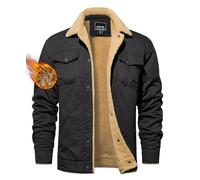 TACVASEN Mens Sherpa Fleece Lined Trucker Jacket Winter Warm Lumberjack Jacket Thick Thermal Casual Tactical Military Coat Dark Grey,M