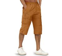 TACVASEN Men's Shorts Cargo Casual 3/4 Shorts Work Cotton Summer Shorts Multi Pockets Earthy Yellow