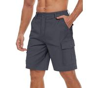 TACVASEN Men's Shorts Cargo Elasticated Waist Summer Cotton Lightweight Casual Work Shorts with Pockers(30, Dark Grey)