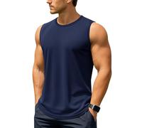 TACVASEN Men's Sleevless Vests Summer Workout Tank Top Gym Running Shirts Cooling Mucsle Shirt for Men Navy XXL