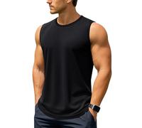 TACVASEN Men's Sleevless Vests Summer Workout Tank Top Gym Running Shirts Cooling Mucsle Shirt for Men Black S