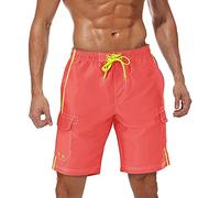 TACVASEN Mens Swimming Shorts Waterproof Quick Dry Beach Surfing Shorts Swim Trunks with Mesh Lining Watermelon,M