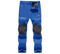 TACVASEN Mens Trekking Trousers Waterproof Fleece Trousers Quick Dry Outdoor Pants for Skiing with Zip Pockets Bright Blue,30