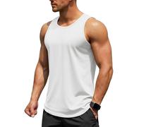 TACVASEN Men's UPF 50+ Sleevless Shirts Moisture Wicking Tank Top Summer Workout Gym Mucsle Swim Shirt for Men White 3XL
