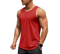 TACVASEN Men's UPF 50+ Sleevless Shirts Moisture Wicking Tank Top Summer Workout Gym Mucsle Swim Shirt for Men Red 3XL
