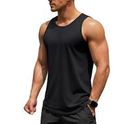 TACVASEN Men's UPF 50+ Sleevless Shirts Moisture Wicking Tank Top Summer Workout Gym Mucsle Swim Shirt for Men Black 3XL