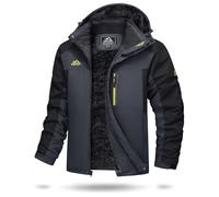 TACVASEN Men's Winter Jacket Warm Fleece Waterproof Jackets Windproof Outdoor Coat with 5 Zip Pockets for Skiing Black Grey,3XL