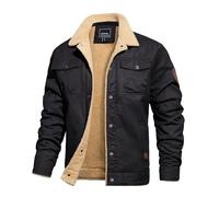 TACVASEN Men's Winter Jackets Thick Warm Jacket Military Trucker Coat Cotton Thermal Casual Tactical Cargo Work Coats Black M