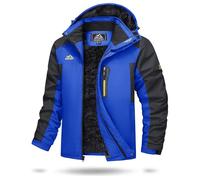 TACVASEN Mountain Jacket Waterproof Men Cold Winter Jacket Hiking Fleece Ski Jacket Snow Climbing Snowboard Windproof Softshell Skiing Hoodie, M, Blue