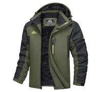TACVASEN Outdoor Jacket Mens Waterproof Fleece Jacket Hiking Camping Fleece Jacket Thermal Fishing Hunting Coat Breathable Jacket Army Green(Size: S)