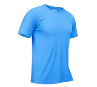 TACVASEN Rash Vest Mens Lightweight Short Sleeve Swim Top Quick Dry Gym T-Shirt Summer Sun Protection Running Tops Azure Blue,XXL