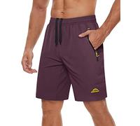TACVASEN Running Shorts Men Breathable Gym Shorts Men Zip Pocket Sports Shorts Men Outdoor Shorts for Men Workout Shorts Men Training Shorts for Men Purple Red